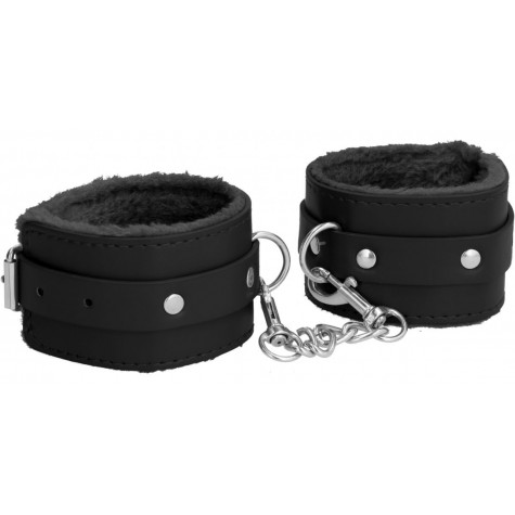 Черные наручники Plush Leather Hand Cuffs