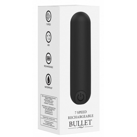 Черная перезаряжаемая вибропуля 7 Speed Rechargeable Bullet - 7,7 см.